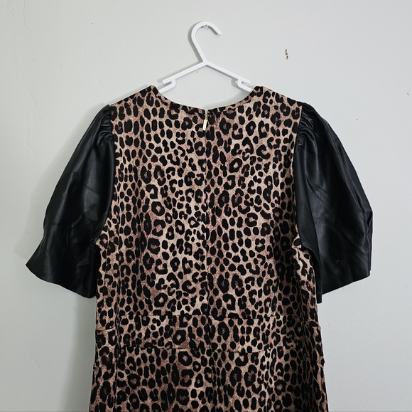 NWOT MICHAEL Michael Kors Cheetah Faux Leather Midi Dress - Picture 8 of 12